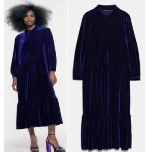 Zara Blue Velvet Dress